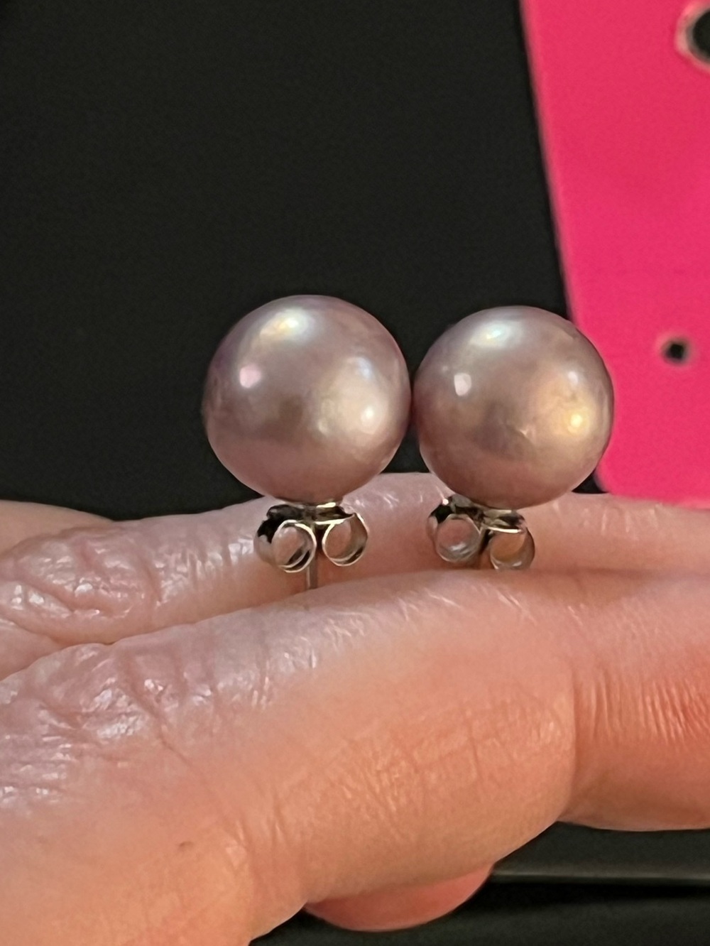 Edison Pearl 10.5mm 925 Sterling Stud Earrings~light mauve purple pink